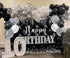 Black Silver Happy Birthday Banner Backdrop 7x5FT Black and Silver Party Decorations Silver Glitter Birthday Background for Women Men Birthday Par...