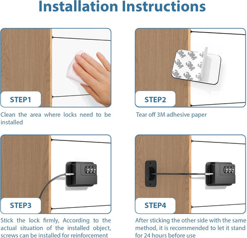 Refrigerator Lock, Heavy Duty Fridge Lock, Combination Lock for Refrigerator Cabinets, Child Safety Drawers, Lock, Take Care of Your Family, Easy ...