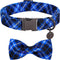 Dog Collar with Bow Tie, Cotton Dog Bowtie Collar for Medium Girl Boy Dog, Holiday Blue Dog Collar with Durable Metal Buckle, Cute Plaid Pet Colla...