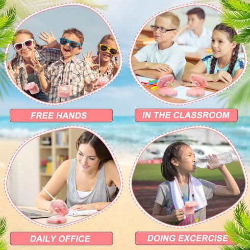 Hortsun 3Pack Necklace Fan Portable Neck Hanging Fan Mini Fan Handheld Fan for Cooling Small Personal Hands Free Fan USB Rechargeable Battery 3 Sp...