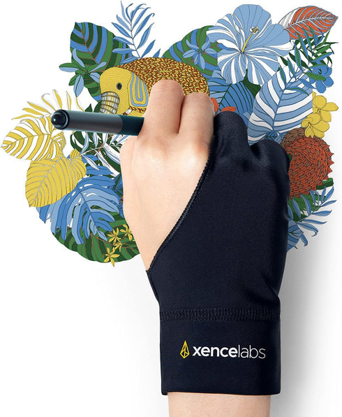 XENCELABS, Artist Glove, Drawing Glove Left Right Hand for Drawing Tablet, 2 Finger Glove for Drawing, Black Size S...