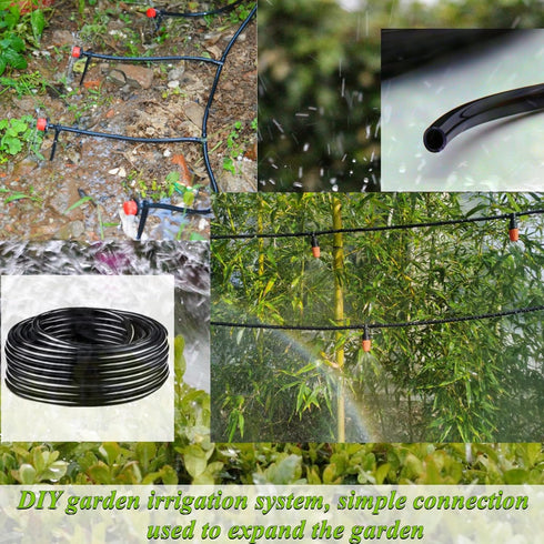 1/4 Drip Irrigation Tubing, 50FT 1/4 Irrigation Hose, Black Polyethylene 1/4 Inch Drip Irrigation Tubing With Drip Irrigation Fittings, DIY Garden...