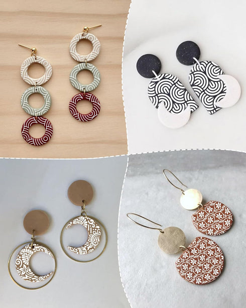 Puocaon Reusable Clay Silk Screen - 10 Pattern Silk Screen Stencils for Polymer Clay Jewelry Making, Boho Paisley Silk Screen Stencils for Polymer...