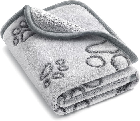 UTTPLL Stuffed-Premium-Dog-Blankets-Flannel Pet Printed Throw Soft Fluffy Fleece Cat Blanket Washable Sleep Mat Puppy Essentials Grey Cute Paw Med...