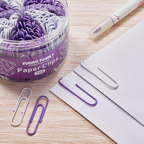 300pcs Large Paper Clips, Purple and White Jumbo Paperclips, 2 Inch (50 mm) Paper Clip for Office School Document Organizing...