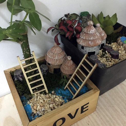 Tophappy Mini Ladders Fairy Garden Accessories,Wood Step Ladder Set Micro Landscape Accessories for DIY Dollhouse Décor (10pcs ladder)...