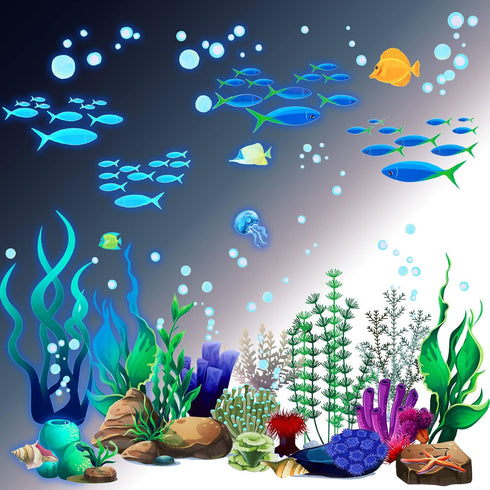 Zonon Under The Sea Wall Decals Coral Reef and Seaweed, Ocean Wall Decals Stickers, Undersea Decor Stickers, Underwater Sea Stickers for Nursery L...