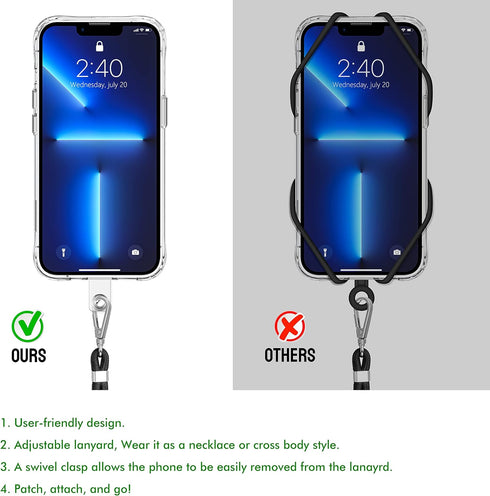 Black Universal Cell Phone Lanyard with Adjustable Strap - Phone Necklace Comfortably Around The Neck, Compatible with All Smartphones - Multipurp...
