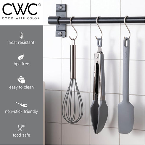 COOK WITH COLOR Silicone Cooking Utensils, 3 Pc Kitchen Utensil Set, Easy to Clean Silicone Kitchen Utensils, Cooking Utensils for Nonstick Cookwa...