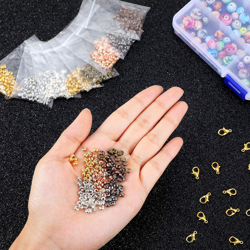 Hicarer 800 Pieces Crimp Bead Covers 3mm Multicolor Half Round Open Crimp Beads Covers for DIY Jewelry Makings Jump Rings...