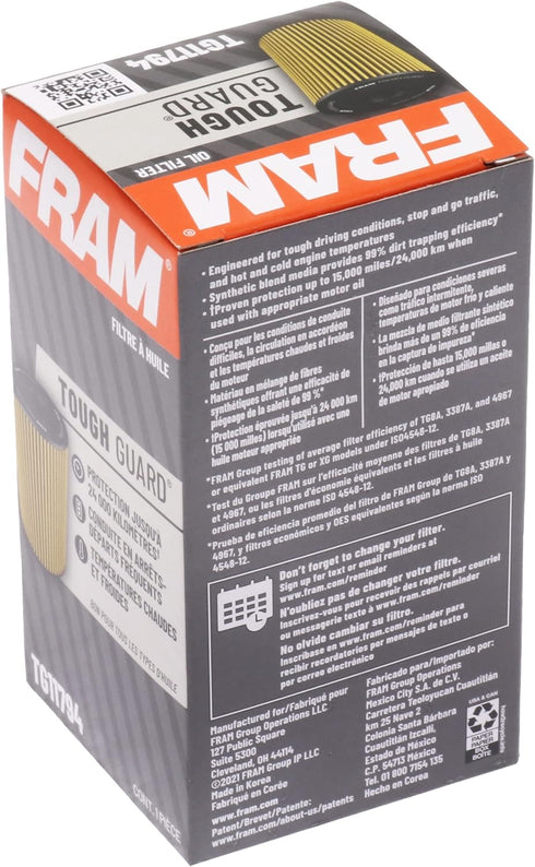 FRAM Tough Guard Replacement Oil Filter TG11794 with SureGrip, Designed for Interval Full-Flow Conventional and Synthetic Oil Changes Lasting Up t...