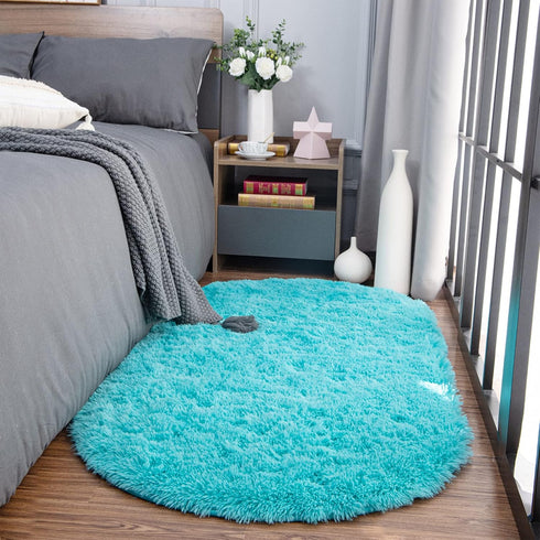 Noahas Ultra Soft Fluffy Bedroom Rugs Kids Room Carpet Modern Shaggy Area Rugs Home Decor 2.6' X 5.3', Teal Blue...