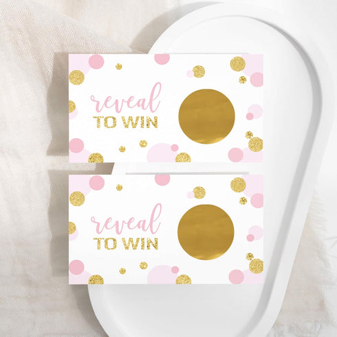 Pink & Gold Scratch Off Game Cards (28 Pack) - Fun Bridal Shower Games, Modern Wedding Activities, Lottery Tickets for Door Prizes, Raffle Drawing...