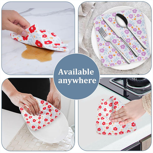Reusable Paper Towels - 18 Pack Roll of Washable Cotton Prints Cloth Paper Towels Paperless Reusable Napkins Cloth for Kitchen Dishcloths Replacem...