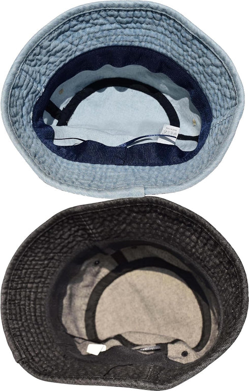 TSSGBL 2 Pack Cotton Denim Bucket Hats Vintage Washed Packable Summer Trendy Beach Travel Sun Caps for Women Men...