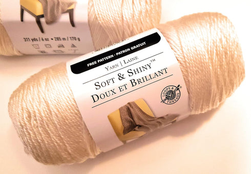Loops & Threads Soft & Shiny Yarn, 1 Ball, Cream, 6 ounces......