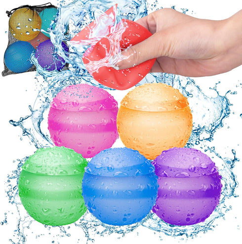 Reusable Water Balloons for Kids Adults, Refillable Summer Beach Pool Toys for 3 4 5 6 7 8 9 10 11 12 Year Old Boys Girls, Quick Fill Self-Sealing...