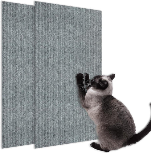 2 Pcs Cat Scratch Mats 24”x16”, Trimmable Cat Scratching Post Carpet Cover Self-Adhesive Cat Floor Scratching Pad Rug?Cat Scratcher for Tree Steps...