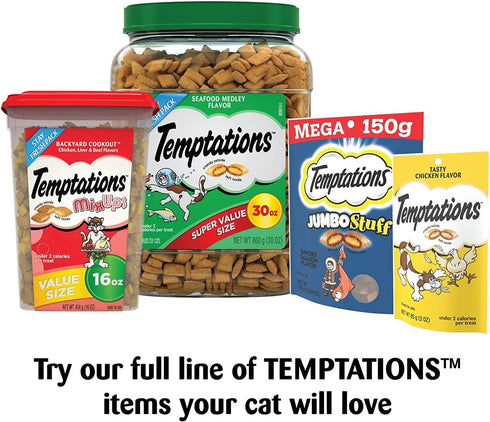 Temptation 3 Flavor Seafood Bundle Classic Crunchy and Soft Cat Treats, 6.3 Ounces Each, Under 2 Calories Per Treat...