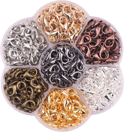 YAKA 350pcs 1 Box 7 Colors Alloy Lobster Clasp DIY Jewelry Bracelet Necklace Making Fastener Hooks (14x8mm)...
