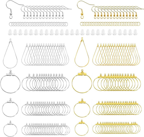 XKCWXY 483Pcs Earring Making Kit with Beading Hoop Earring Finding Component Accessories,Earring Hooks,Jump Rings,Earring Backs for Jewelry Making...
