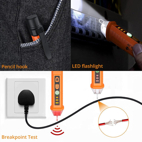 Neoteck Electrical Socket Voltage Tester Pen Kit Included Non-Contact 12-1000V AC Voltage Detector Pen and Receptacle Tester with AC Voltage Detec...