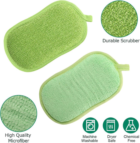 24 Pack Multi Purpose Scrub Sponges Non Scratch Microfiber Sponge Cleaning Dish Scrubber Reusable Dish Sponges for Washing Dishes Along with Heavy...