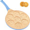 Erreke Nonstick Pancake Pan, 7 Smiley Face Pancake Griddle, Soft Touch Handle Fun Breakfast for Kids, 10.2 in Crepe Pan for Gas Stoves (Blue Color...