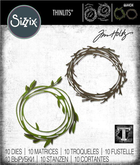 Sizzix Thinlits Die Set 10 Pack , Funky Wreaths by Tim Holtz Cutting dies, Multicolor...