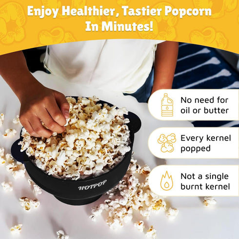 Popco Silicone Popcorn Maker - Microwave Popcorn Popper with Handles - Collapsible Bowl, Heat-Resistant, Easy to Clean, Ideal for Family Movie Nig...
