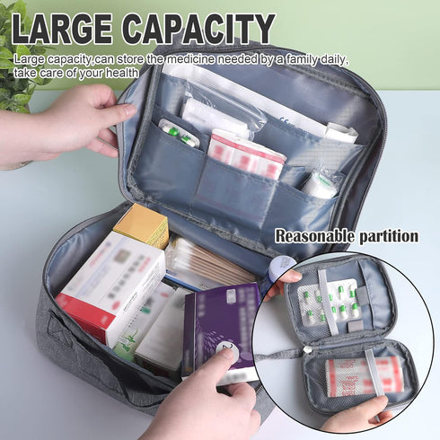 First Aid Bag Empty, Waterproof Emergency Medic Trauma Bag, Medicine Bag For Traveling ,Home Hiking Camping Car Office(Large and Small,Cationic Gr...