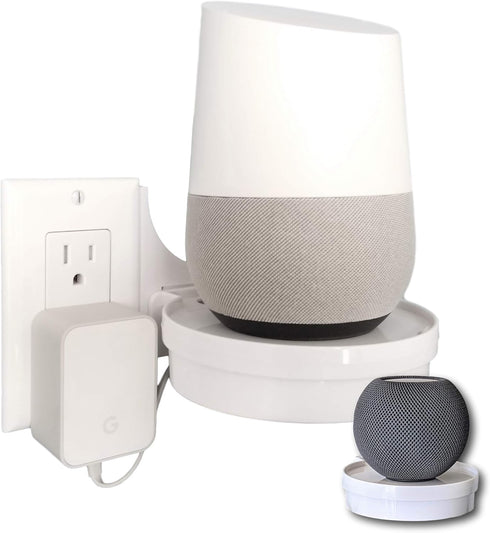 The Easy Outlet Shelf by Mount Genie - Works With All Outlets - 60 Second Install - Hidden Cord Cable Storage - Perfect Google Home Mount, Nest Wi...