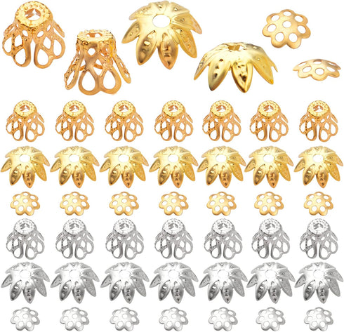 2400pcs Filigree Flower Beads Caps Metal Spacer Beads Caps Hollow Cone End Caps Jewelry Making Accessories for DIY Bracelet Earring Necklace Craft...