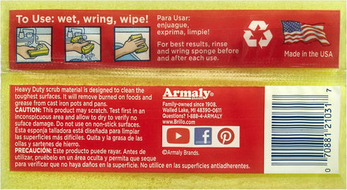 Brillo Heavy Duty Estracell Sponges, Premium Long Lasting, 3 Count (Pack of 1)...