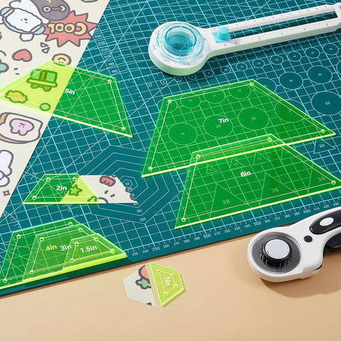8 Pcs Half Hexagon Quilting Rulers Acrylic Quilting Templates for Quilting 1-7 Inch Quilt Template Ruler with 1/4 Inch Seam Allowance Quilt Suppli...