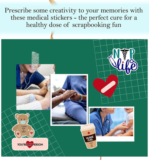 Medical Stickers for Scrapbooking - Scrapbook Stickers Medical Themed Nursing Inspired Design - Scrapbooking Stickers Medical Healthcare Set for N...