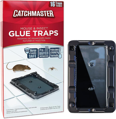 Catchmaster 16-Pack Pre-Scented Glue Traps - Pet Safe Pest Control for Mice, Insects in Home & Garage...