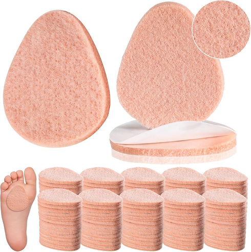 Jiuguva 60 Pack Metatarsal Foot Pads 0.25 Inch Thick Ball of Foot Cushions Adhesive Metatarsal Pads Soft Metatarsal Felt Pads for Women and Men Fo...
