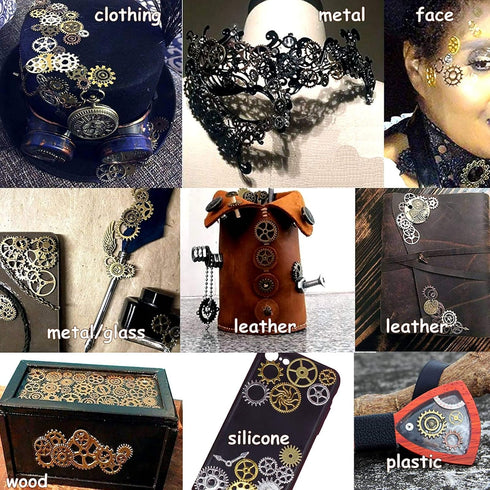 BIHRTC 40pcs Antique Bronze Mix Skeleton Steampunk Clock Face Watch Gear Cog Wheel Pendant Charms Jewelry Making DIY Steampunk Gear Pendant Charms...