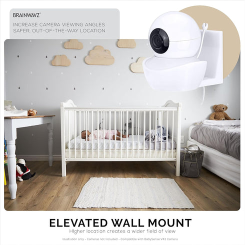 BRAINWAVZ Wall Mount for BabySense V43 Baby Monitor Camera - Adhesive Holder, Easy to Install, No Tools Needed, No Mess, No Drilling, Strong Mount...