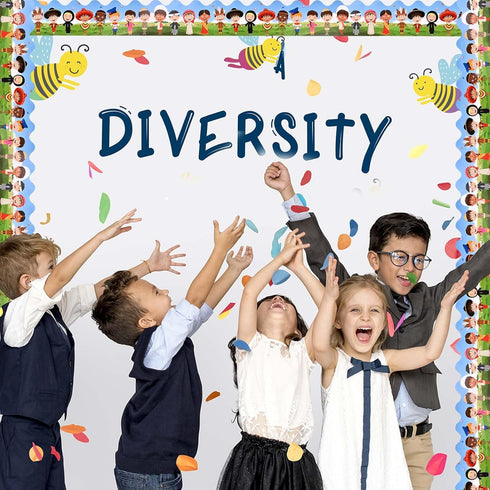 65.6Ft Diversity Bulletin Board Border Diverse Children Bulletin Border Trim All are Welcome Classroom Bulletin Board Border for Blackboard Wall D...