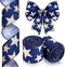 2 Rolls 20 Yard Star Blue Wired Edge Ribbon Patriotic Ribbon 2.5 Inch 4th of July Ribbon Beige Navy Blue DIY Crafts Ribbon for Party Decorations W...
