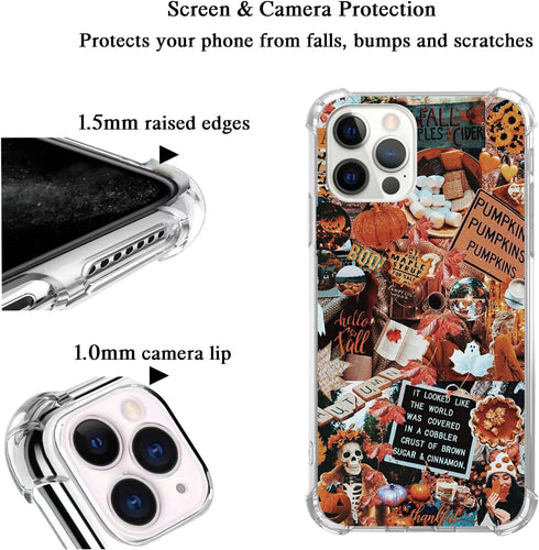 Trendy Aesthetic Autumn Case Halloween Pumpkin Case for iPhone 14 Pro Max, Fall Maple Pumpkin Case for iPhone 14 Pro Max for Women Men, Unique Des...