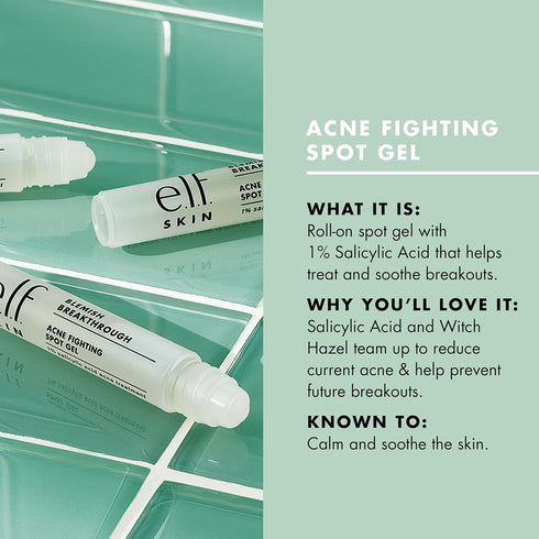e.l.f. SKIN Blemish Breakthrough Acne Fighting Spot Gel, Roll-on For Treating Blemishes, Made With Salicylic Acid, Vegan & Cruelty-Free...