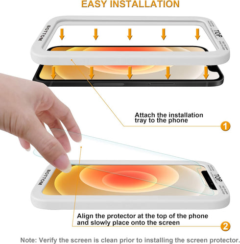 Supershieldz (2 Pack) Designed for iPhone 12 and iPhone 12 Pro (6.1 inch) Tempered Glass Screen Protector with (Easy Installation Tray) Anti Scrat...