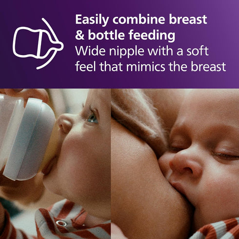 Philips Avent Natural Baby Bottles with Natural Response Nipples (Slow Flow, Flow 2), 4oz, 4-Pack, SCY900/04...