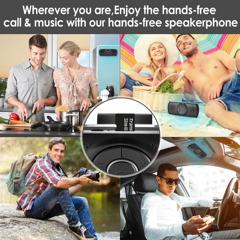 Wireless in Car Handsfree Speakerphones, Portable Bluetooth Speaker,Stereo Sound Enhanced Bass/Built-in Mic/TF Card Player/Google Assistant Voice ...