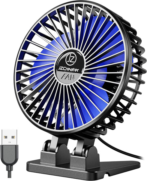 JZCreater USB Desk Fan, Mini Fan Portable, 3 Speeds Desktop Table Cooling Fan, Plug in Power Fan, Rotation Strong Wind, Quiet Personal Small Fan f...
