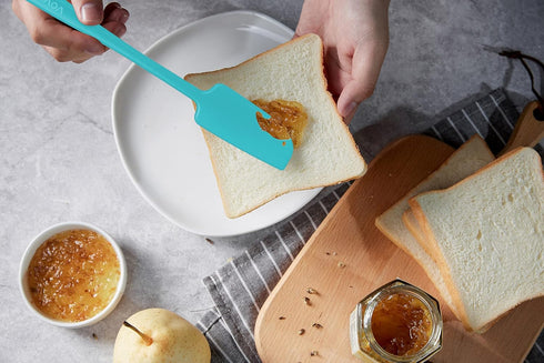 2-Pack Vovoly Silicone Jar Spatulas, Small Seamless Design Rubber Scraper with Stainless Steel Core, Heat Resistant and Non-Stick Mini Spatula for...