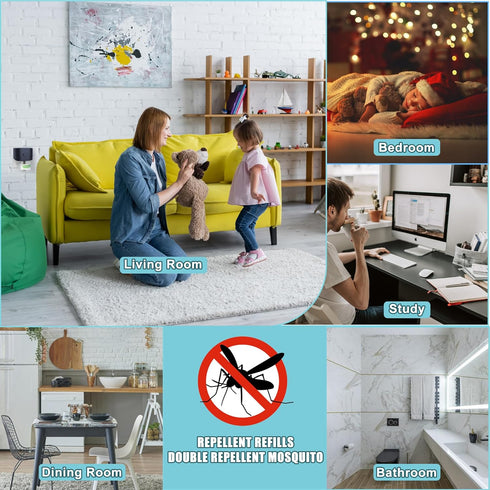 Mosquito Repeller, Bluetooth APP Control Electronic Mosquito Repellent Plug in, Include 1 Pack 280 Hr Repellent Refills for Home, Bedroom, Office,...